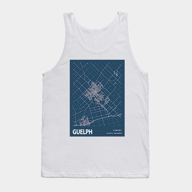 Guelph Blueprint Street Map, Guelph Colour Map Prints Tank Top by tienstencil